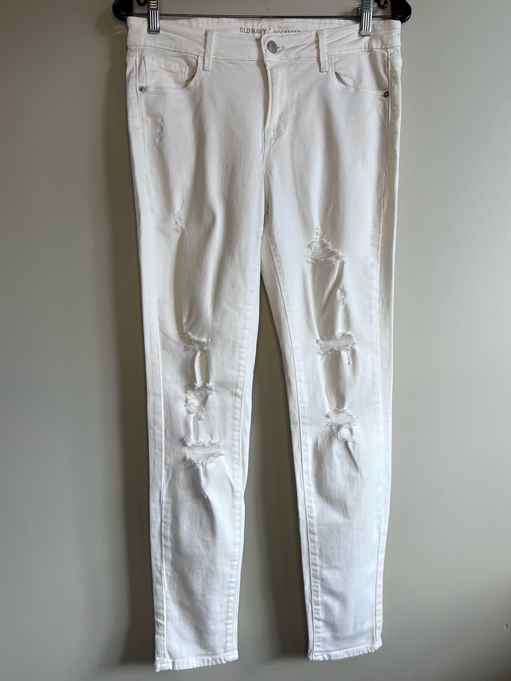 Old Navy Rockstar White Distressed Skinny Jeans Stretch Women’s Size 6 Y2K